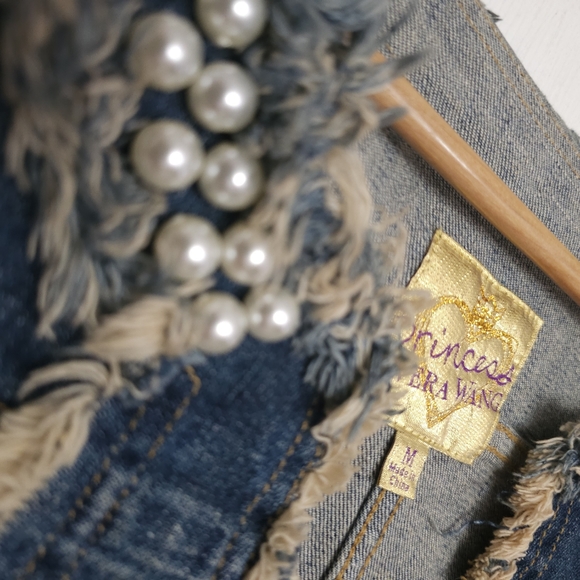 Princess Vera Wang Pearl Necklace Jean Jacket - Picture 3 of 5
